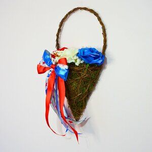 Patriotic Red White and Blue Rose Basket Wreath
